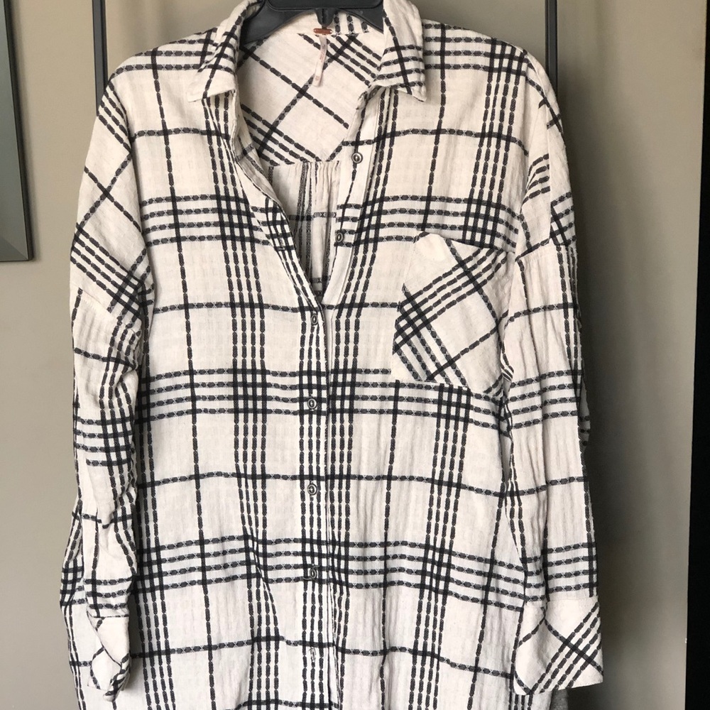 Free People plaid tunic blouse